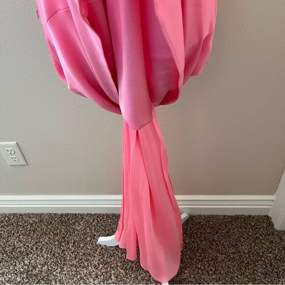 Cache bustier long prom homecoming dress gown bubblegum pink beaded sz. 6 - Picture 9 of 12